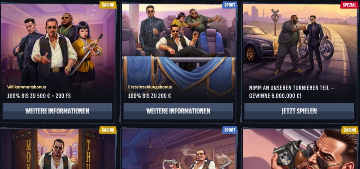 Mafia Bonus – 500 € + 200 FS & 6 Mio € Pool DE image 2